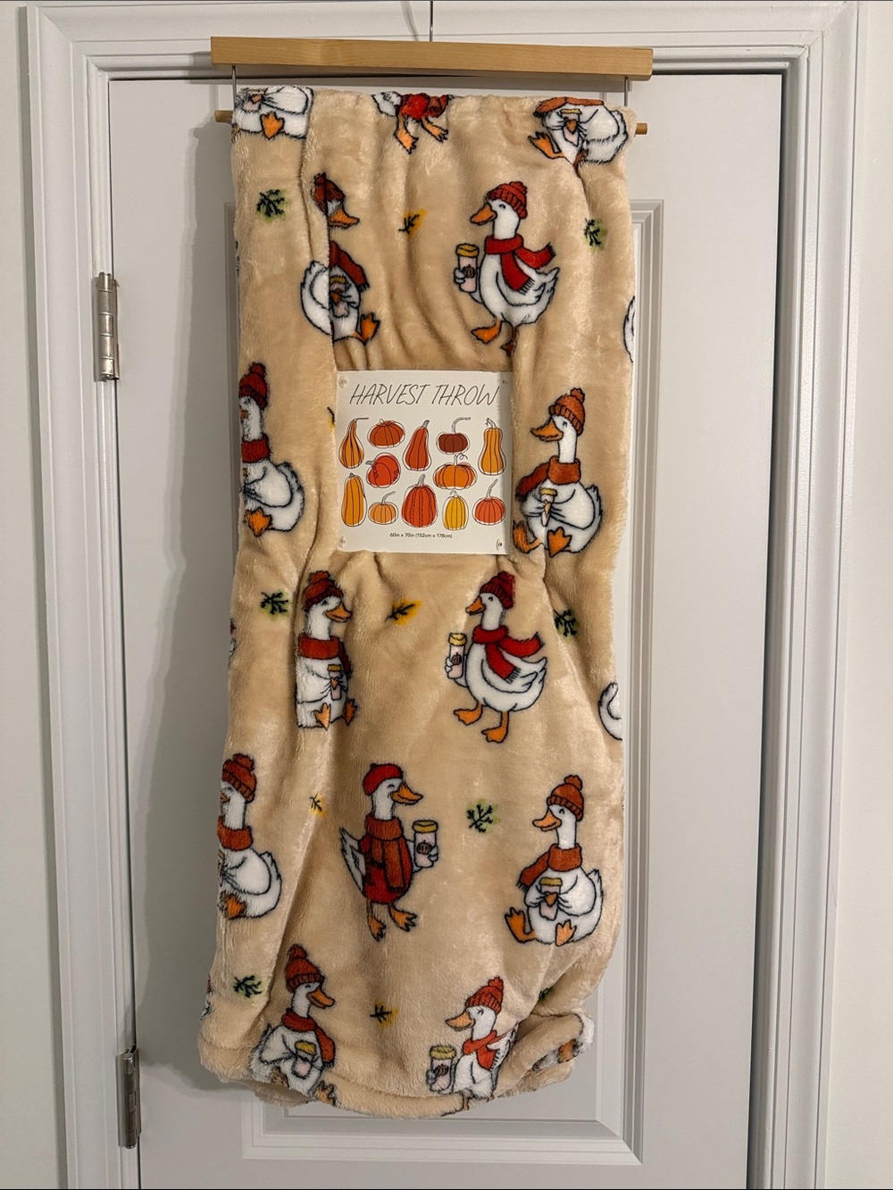 Fall Goose Drinking Coffee Harvest Throw